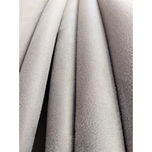 Szürke Alcantara-jellegű plüss tetőkárpit anyag közelről, puha és rugalmas felület